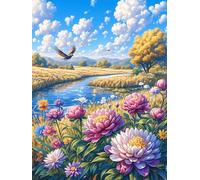 Flowers by The River at Sunset 300 Pcs Jigsaw Puzzle Bundle Wildlife Plant Family Puzzle Lovers Fun Family Game Mindful Activity Spring Eco Friendly Cardboard 300 PCS