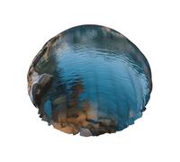 Flowers By The River In Autumn Double Layer Shower Cap for Women Waterproof and Durable Protects Hair During Bath, Beauty