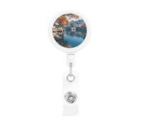 Flowers By The River in Autumn Retractable Badge Holder is Durable Sturdy Comes with A Lanyard for Office Hospital Staff Wearing