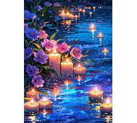 Flowers Candles Rivers Jigsaw Puzzles for Adults 1200 Pieces Educational Toys Challenging Game 1200 Piece Puzzles for Adults for The Whole for Women Gifts for Men