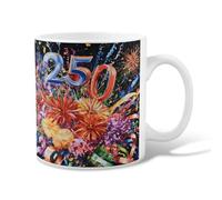 Flowers Ceramic Coffee Mug, Celebration Festive Fireworks Number Celebration Orange Novelty Work Drinking Mugs with Handle Ideal for Friends Family Lovers Eldership Senior Co-Worker 11 Oz