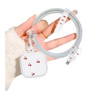Flowers Charger Cable Protector for Apple 20W USB-C Power Adapter with Cute Cherry Floral Soft Silicone Fast Charger Cable Cover UK Phone Charging Protector for iPhone Charger