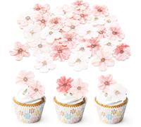 Flowers Cherry Blossoms Cake Toppers,50 Pcs Wafer Paper Decor