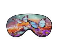 Flowers Colorful Butterfly Sleep Mask Soft and Comfortable Night Sleeping Mask Face-Hugging Padded Eye Cover with Adjustable Band for Deep Rest Travel Shift Work