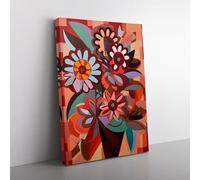 Flowers Constructivism Vol.6 Canvas Wall Art Print Ready to Hang, Framed Picture for Living Room Bedroom Home Office Décor, 76x50 cm (30x20 Inch)