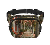 Flowers cover the promenade Square double - layer fanny pack with adjustable shoulder strap - travelling fanny pack - perfect for outdoor sports, Black, One Size