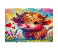 Flowers Cow Hearts 1000pcs For Family Mini Puzzle Challenging | 52x38cm Cardboard Living Room Decor Durable Structure Friend Gift Anxiety Relief