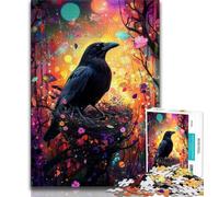 Flowers Crow 1000 Pieces Jigsaw Puzzles for Adults And Teens,Family Game Stress Reliever Difficult Challenge Artists Collection,Fine Art 38x26cm