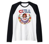 Flowers Cuba Design Cute Traditional Cuba Cuban Girl Dress Raglan Baseball Tee