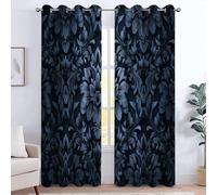 Flowers Curtains Eyelet Soft Thermal Insulated Microfiber Blackout Curtains Dark Complex Flowers Print Ring Top Drapes for Boys Girls Bedroom Living Room 39 x 43 Inch Drop 2 Panels