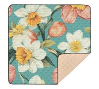 Flowers Daffodils Peony Large Sturdy Baby Gym & Activity Mat for Floor 1-Piecing Baby Play Tummy Time Mat for Baby Kids Toddlers Infants, 50'' x 50''