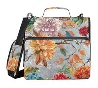 Flowers Dahlia Cherry Blossom 3 Ringing 1.5 inch Binder with Zipper with Handle and Removable Shoulder Strap Includes Zip Pocket Portfolios Portfolio Organizer for Middle School