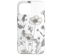 Flowers, Daisy, Art, B&W, Love, Cute, Minimal, Fashion Case for iPhone 16 Pro Max