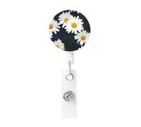 Flowers Daisy Badge Reel Retractable Clip Work Badge Holder Lightweight Plastic Name Card Holder ID Badge Clips for Nurses Office Gifts