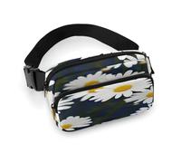 Flowers Daisy Fanny Pack Belt Bag with Adjustable Strap Fashion Waist Bag for Outdoor Sports Hiking, white, 20x13cm, Full Printed Waist Bag