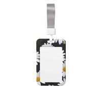 Flowers Daisy ID Badge Holders with Lanyard Vertical Plastic Card Case with Clear Window Waterproof ID Card Protector Work Badge Sleeve for Nurses Teachers Office
