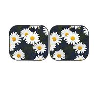 Flowers Daisy Windshield Sun Shade 2 PCS Foldable Car Front Window Sunshade for Sun, Heat and UV Rays Auto Sun Blocker Visor Protector with Storage Bag for Cars, SUVs Medium