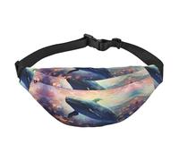 Flowers dancing with whales Large Fashion Crossbody Waist Bag, Travel Casual Boys Waist Bag, Suitable for Sports, Running, Cycling, Traveling, Fishing