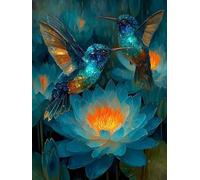 Flowers Diamond Art, 5D Diamond Painting Kingfisher, DIY Full Drill Gem Art Kits Adults Beginner Mosaic Making Kits, Cross Stitch Crystal Paintings Craft for Decor, Gifts for Women 50x70cm - 1F52A