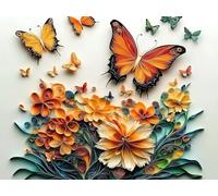 Flowers Diamond Art for Kids, Square Diamond Painting Butterfly, Sequin Art for Adults Beginners, 5D DIY Crystal Creations Mosaic Kits, Embroidery Kits for Home Wall Decor Gifts 80x100cm C4-128