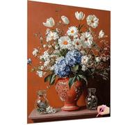 Flowers Diamond Art Kits Adults Diamond Painting Retro 5D DIY Crystal Art Kits for Kids Beginner Square Drill Dimond Painting Cross Stitch Gem Crafts for Adults Home Decor Gifts for Women 60x80cm A-14