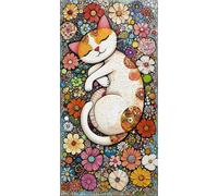 Flowers Diamond Art Kits Adults, Paint by Numbers for Adults Cat Pattern with Full Square Drill Canvas, 5D Diamond Painting Beginner Gem Art Kits for Home Wall Room Decor, Gifts, 20x40 In, Model528
