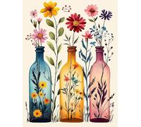 Flowers Diamond Art Kits Adults, Square Drill Diamond Painting Vase for Beginners, DIY Crystal Art for Adults, 5D Crystal Creations Kit Gifts, Gem Arts and Crafts for Home Decor 8x12 inch C3-887