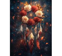 Flowers Diamond Art Kits for Adults Feather Diamond Painting Kit, Round Full Drill DIY Dimond Embroidery Cross Stitch Crystal Art Crafts for Home Wall Decor, Perfect Gifts for Woman 80x100cm L-261
