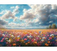 Flowers Diamond Art, Large Diamond Painting Grassland Dimond Painting Crystal Art Kits Adult Crafts DIY Cross Stitch Crafts Pictures Embroidery Kit for Beginner, Home Wall Decor 48x36 Inch -lsy2501078
