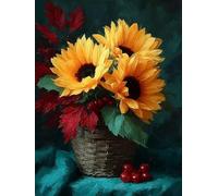 Flowers Diamond Art, Sunflower Diamond Painting 5D DIY Full Square Drill Crystal Art Cross Stitch Kits for Adults Beginner, Dimond Painting Pattern Design for Home Decor, Wall Decor 25*35CM -wyl2506J9