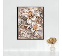 Flowers Diamond Painting, 5d Diamond Painting Kits for Adults Lily, Full Drill Crystal Art Kits for Adults Beginners Cross Stitch Embroidery Crafts Pictures for Gifts 32x44in/80x110cm PJY9 6-Y