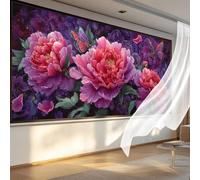 Flowers Diamond Painting Peony Large Diamond Art for Adults 150x60cm, DIY Craft Kits for Beginners Crystal Embroidery Canvas Mosaic Paintings for Home Wall Room Decor, Hobbies for Women Gifts qL120