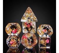 Flowers Dice Sets Polyhedral DND Dice for Dungeons and Dragons Role-Playing Tabpletop Game (Rose Red and White)