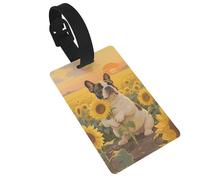 Flowers Dog Luggage Tags for Suitcases, PVC Suitcase Tag with Secure Strap Suitcase Identifier with Privacy Name Card for Travel Bag Tags Personalized Baggage Tag for Women Men