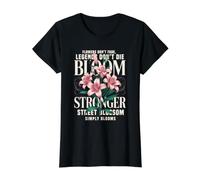 Flowers Don't Fade Bloom Stronger Motivational Quote Value Graphic T-Shirt, Women, Black, S