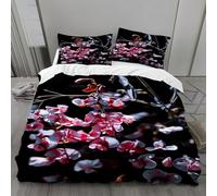 Flowers Duvet Cover Single, Wisteria Bedding, Soft Cosy 3 Piece 110gsm Microfibre Quilt Cover and 2xPillow Case 50x75 cm with Zipper Closure for BedroomH255
