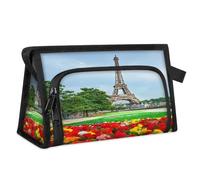Flowers Eiffel Tower Travel Makeup Bag for Women Men Kids Girls Boys France Eiffel Tower Multipurpose Wash Pouch Bag Toiletry Cosmetic Toiletries Shower Bag Organizer