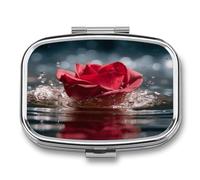 Flowers Fall in Water Pill Box Medicine Pill Organizer Small Pill Case Travel Pill Container Portable Pill Case for Pocket 2 Compartment Pill Holder Pill Boxes for Travel