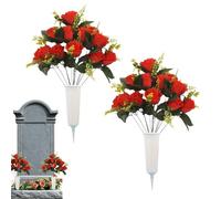 Flowers For Cemetery - Especially Realistic Artificial Ornament | Graveyard Flowers For Grave Vase | For Lawn Patio Memorial Day Of The Deceased And Funeral