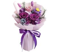 Flowers Fresh Bouquet, Long-Lasting Preserved Flower, Romantic Flower Bouquet, Beautiful Eternal Flowers, Bright Purple Eternal Rose for Anniversary, Birthday, Valentine's Day