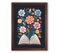 Flowers From Pages Botanical Framed Wall Art Print A1 (84.1×59.4cm) Walnut, Wall Decor for Living Room, Bedroom, Office & Home, Ready to Hang, Art Gift