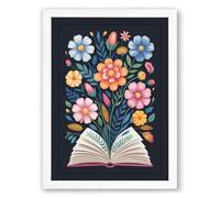 Flowers From Pages Botanical Framed Wall Art Print A1 (84.1×59.4cm) White, Wall Decor for Living Room, Bedroom, Office & Home, Ready to Hang, Art Gift