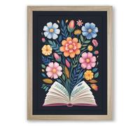 Flowers From Pages Botanical Framed Wall Art Print A3 (42×29.7cm) Oak, Wall Decor for Living Room, Bedroom, Office & Home, Ready to Hang, Art Gift