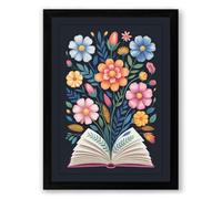 Flowers From Pages Botanical Framed Wall Art Print A4 (29.7×21cm) Black, Wall Decor for Living Room, Bedroom, Office & Home, Ready to Hang, Art Gift