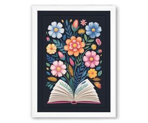 Flowers From Pages Botanical Framed Wall Art Print A4 (29.7×21cm) White, Wall Decor for Living Room, Bedroom, Office & Home, Ready to Hang, Art Gift