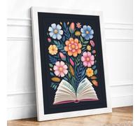 Flowers From Pages Botanical Framed Wall Art Print A4 White