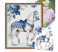 Flowers Full 11CT 3 Strands Stamped Cross Stitch Kit,DIY Embroidery Needlepoint Starter Craft for Adults Beginners,Home Wall Decor,No Frame 40x50cm