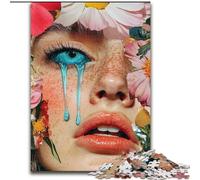 Flowers Girl Face 1000 Pieces Jigsaw Puzzle for Adults& Teens, Educational Toy Funny Family Games Unique Home Decor 50x75cm