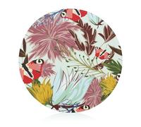 Flowers Glass Cutting Board Scratch Resistant Round Chopping Board for Kitchen 20 cm