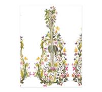Flowers Guitar Printing Stylish Crystal Stickers,Resin Aesthetic Stickers for Laptop,Skateboard,Water Bottle,Scrapbook